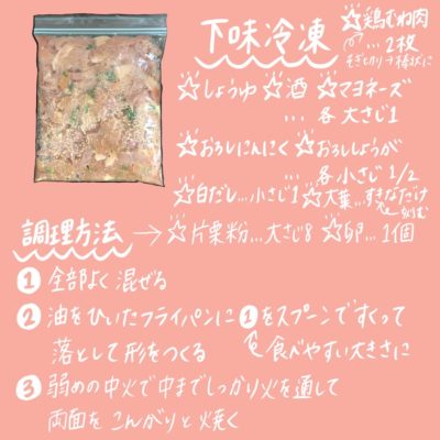 時短 節約の救世主 鶏胸肉の下味冷凍レシピ 大葉つくね まゆtearoom